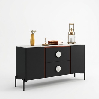 Designer Italienische Kommode Anrichte Schrank Regal Metall Luxus Wohn