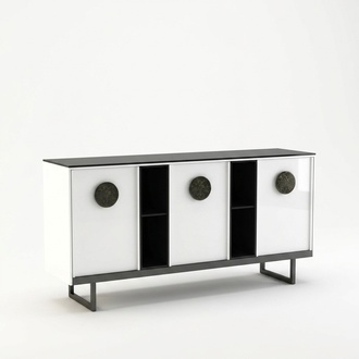 Designer Kommode Anrichte Schrank Regal Metall Luxus Wohn Zimmer