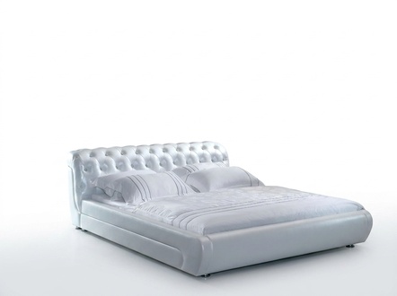 Designer Luxus Chesterfield Polster Doppelbett Bett Betten Hotel Leder S-0816