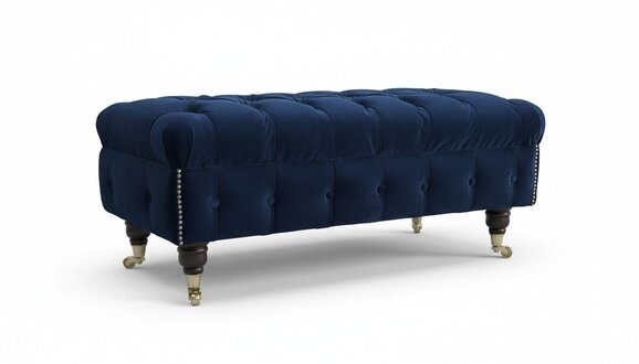 Designer Luxus Hocker Polster Chesterfield Sitz Textil Relax Beistell