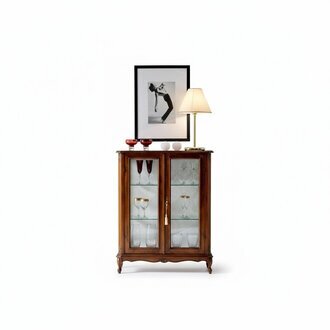 Designer Nicht Vitrine Holz Braun Anrichte Glas Türen Luxus Italienische Möbel