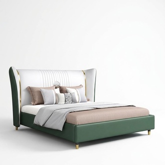 Designer Polster Doppelbett Betten Bett Schlafzimmer Textil Ehebett Leder