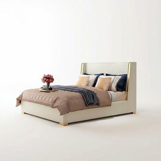 Designer Polsterbett Bett Stoff Betten Holz Luxus Ehebett 180x200cm