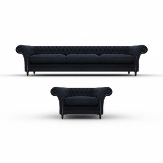 Designer Set Sofa Dreisitze Sofagarnitur Sessel Polstermöbel Neu Chesterfield