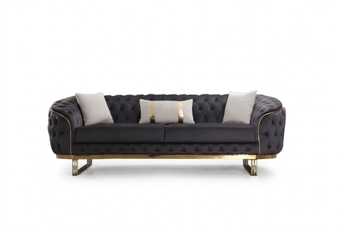 Designer Sofa 3 Sitzer textil Couch Polster Sofas Design Braun Chesterfield