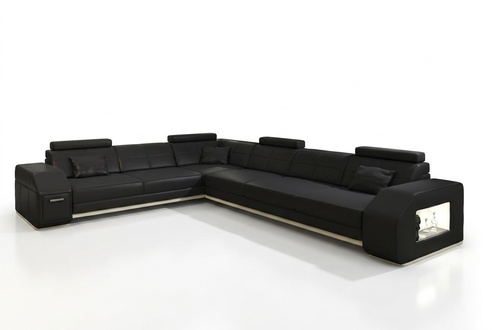 Couch Ecksofa Leder Textil Polster Garnitur Designer Sofa Wohnlandschaft