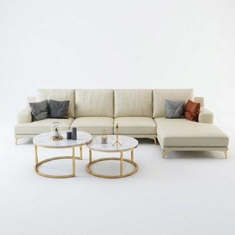 Garnitur Designer Sofa Couch Ecksofa mit Hocker Polster Wohnlandschaft