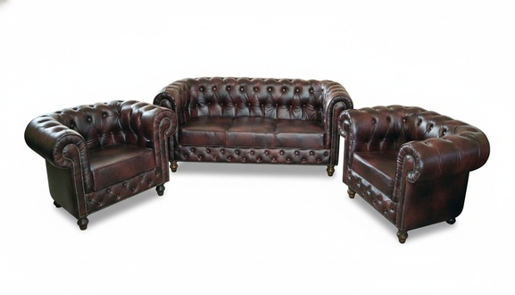 Designer Sofa Sofagarnitur 3+1+1 Sitzer Couch Polster Chesterfield Garnitur Neu