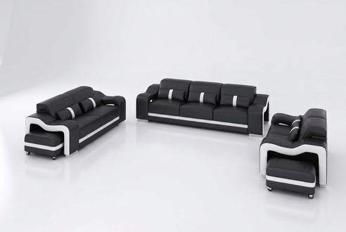 Designer Sofagarnitur 322 Sitzer Sofa Couch Leder Garnitur Polster Set Modern