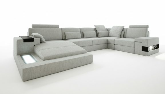 Designer Wohnlandschaft U-Form Couch Ecksofa Polster Textil Ecke Sofas Couchen