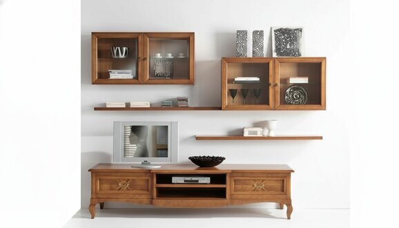 Designer Wohnzimmer 4x Wandschränke Braun Lowboard 7tlg. Wohnwand Neu