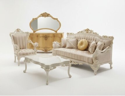 Designer Wohnzimmer Set 2x 3 Sitzer Sofas Exklusives