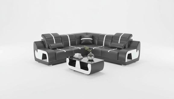 Designersofa Ecksofa Sofa L Form Schwarz Kunstleder Polster Sofas Eck