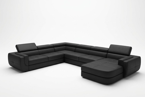 Designersofa Sitz Polster Ecke Ledersofa Wohnlandschaft Sofa mit USB Polster Neu