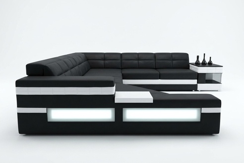 Designersofa Sofa USB Wohnlandschaft Ecksofa Wohnlandschaft Polster Couch LED