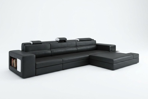 Designsofa Sofa Couch USB Polster Ecksofa Garnitur Wohnlandschaft Ledersofa LED
