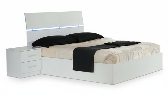 Doppelbett Bett 2x Nachttische Holz Design Betten Modern Stil 3tlg. LED