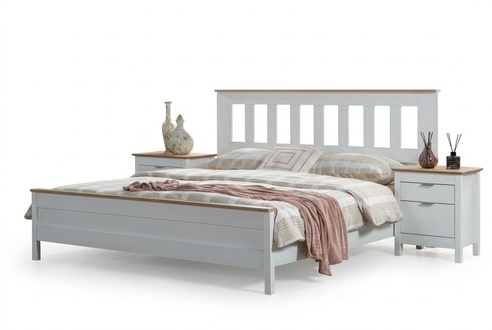 Doppelbett Bett Schlafzimmer 160сm Matratze Weiß moderner Stil Holz