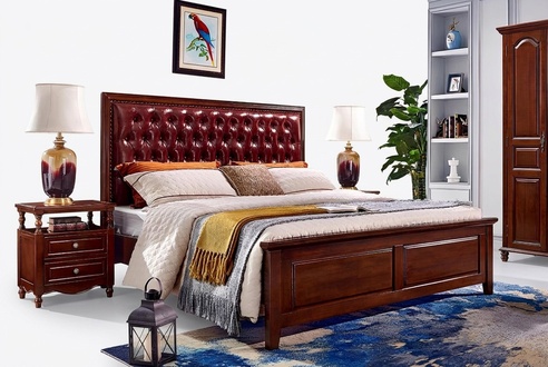 Doppelbett Schlafzimmer Holz Polster Bettrahmen Möbel Design Barock