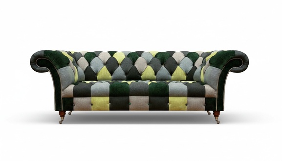 Dreisitzer Couch Einrichtung Sitzmöbel Polster Stoff Mehrfarbig Chesterfield