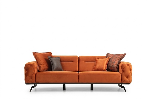 Dreisitzer Couch Orange Sofa 3 Sitzer Polster Stoffsofa Chesterfield