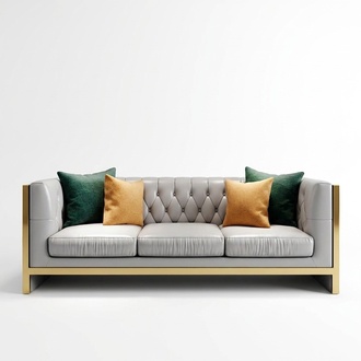 Dreisitzer Couch Polster Design Sofa 3er Sitz Sofas Zimmer Grau Chesterfield