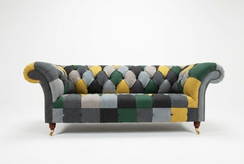 Dreisitzer Couch Polster Design Sofa 3er Sitz Sofas Zimmer Möbel Grün Moderne