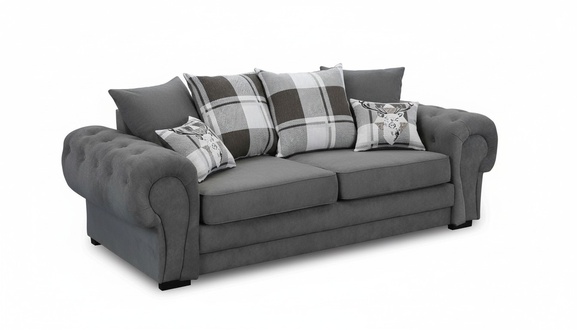 Dreisitzer Couch Polster Möbel Samt Couch Stoff Sofa 224cm Couchen