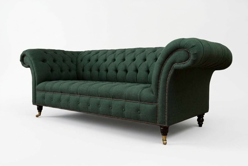 Dreisitzer Couch Textil Grün Polster Möbel Chesterfield Sofas Couchen