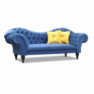 Dreisitzer Design Couch Polster Sitz Textil Sofa 3 Sitzer Chesterfield Blau Neu