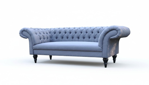 Dreisitzer Design Couch Polster Sitz Sofas Textil Sofa 3Sitzer Chesterfield Blau