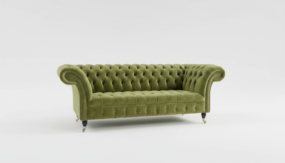 Dreisitzer Design Polster Sitz Textil Sofa 3Sitzer Chesterfield Neu Couch Grüne