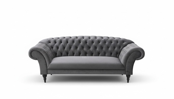 Dreisitzer Design Polster Sitz Textil Sofa 3 Sitzer Chesterfield Grau Neu Couch