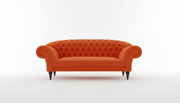 Dreisitzer Design Polster Sitz Textil Sofa 3Sitzer Chesterfield Orange Neu Couch