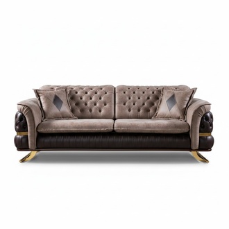 Dreisitzer Design Sofa 3 Sitzer Couchen Textil Chesterfield Sofa 3er