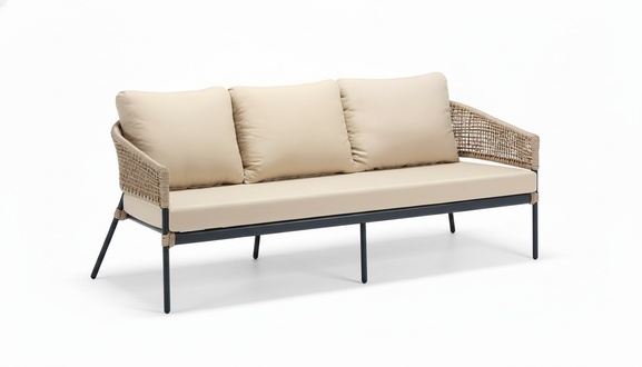 Dreisitzer Rattanmöbel Garten Terrasse Sofa Möbel Balkon Couch Lounge