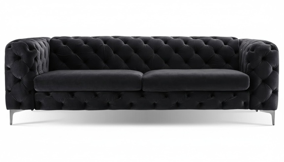 Dreisitzer Schwarz Chesterfield Sofa Kreative Möbel Textil Stoff Wohnzimmer Neu