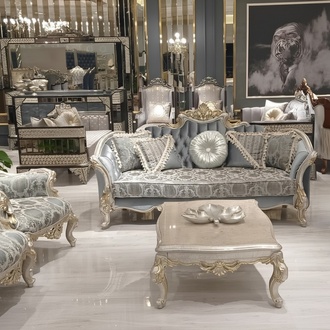 Dreisitzer Sofa 3 Sitz Couch Möbel Klassisch Sofas Stoff Stil Barock Rokoko Neu