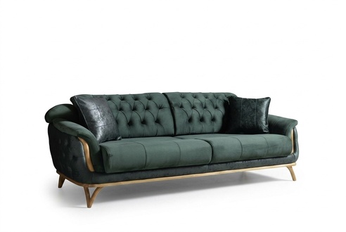 Dreisitzer Sofa 3 Sitzer Chesterfield Sofas Luxus Textil Couchen Polster Grün