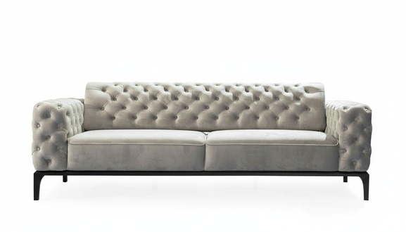 Dreisitzer Sofa 3 Sitzer Sofas Stoff Weiß Wohnzimmer Chesterfield Neu