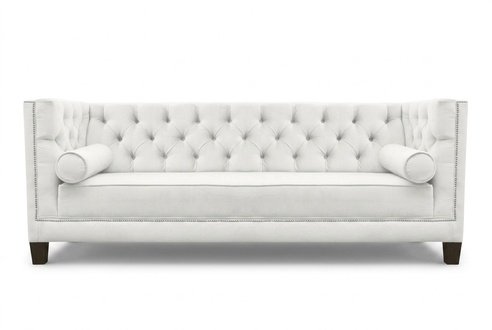 Dreisitzer Stoff Wohnzimmer weiß Couchen Polster Sofa Sofas Chesterfield