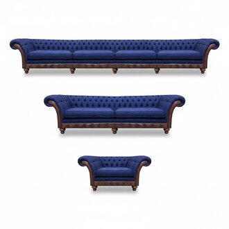 Dunkelblaue Chesterfield Garnitur Luxuriöse Polster Sitzmöbel Couchen