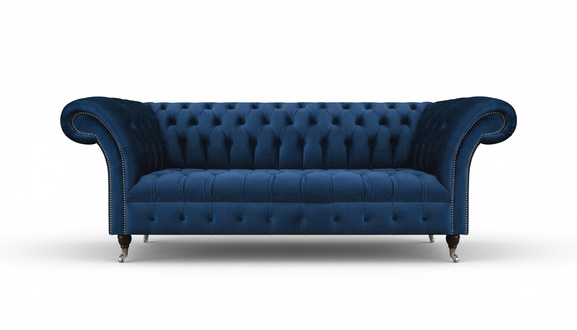 Dunkelblaue Chesterfield Wohnzimmer Couch Designer Dreisitzer Sitzmöbel