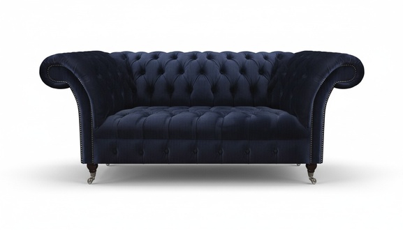 Dunkelblaue Polstercouch Chesterfield Wohnzimmer Textilsofa Moderne Möbel