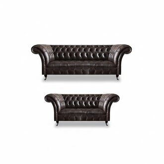 Dunkelbraune Chesterfield Ledersofas Moderner Dreisitzer 2-Sitzer Möbel