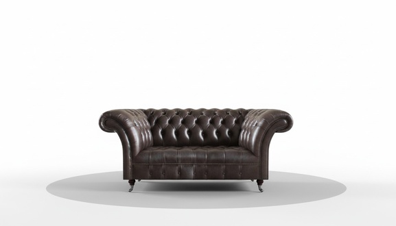 Dunkelbrauner Chesterfield Zweisitzer Wohnzimmer Moderne Ledercouchen