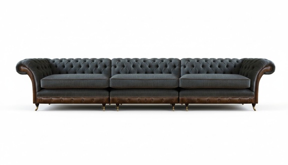 Dunkelgraue Chesterfield Sitzmöbel Wohnzimmer Designer Textil Couch Neu