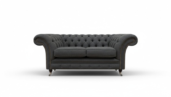 Dunkelgrauer Chesterfield Zweisitzer Polstersofas Designer Couchen Möbel