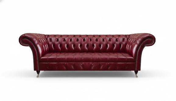 Dunkelrote Chesterfield Couch Wohnzimmer Ledersofa Stilvolle Sitzmöbel