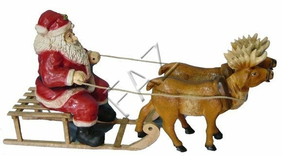 Design Komplett Weihnachtsmann Renntiere Statue Skulptur Figuren